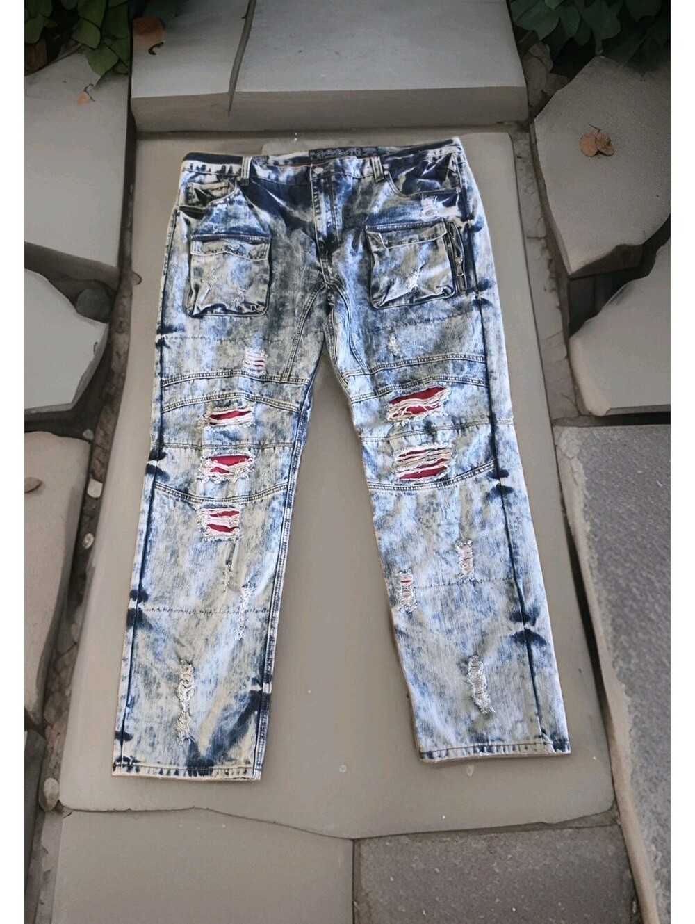 The Heritage America Seventeen Seventy Six Denim Mens Distressd AcidJeans W46x34